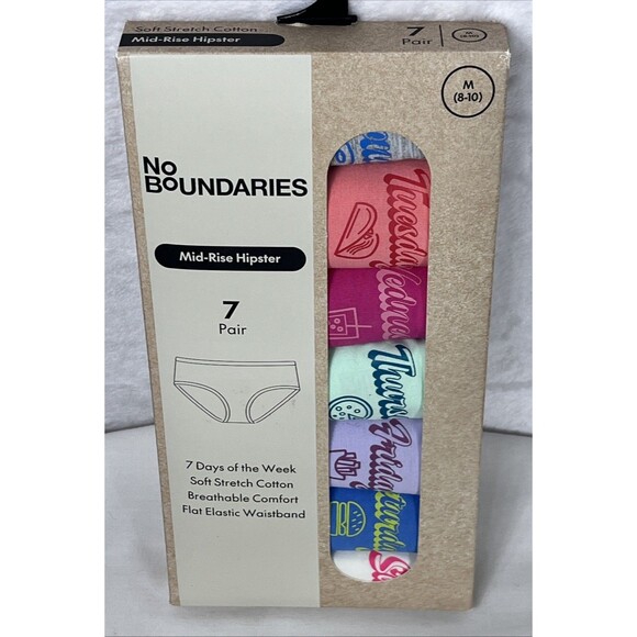 No Boundaries Mid-Rise Hipster 7 Pair Days of the Week Multi Size M 8-10 NEW - Picture 1 of 5